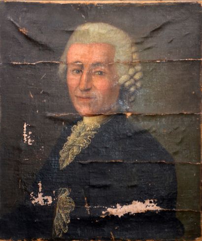 null Ecole française de la fin du XVIIIe siècle 

"Portrait de gentilhomme en perruque"

Huile...