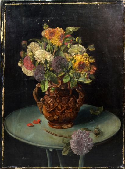 null Ecole du XXème siècle.

"Bouquet de fleurs dans un vase en grès"

Huile sur...