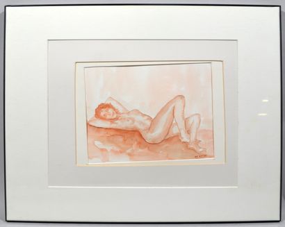 null M. MATHIEU (20th)

"Reclining female nude".

Watercolor in the manner of red...
