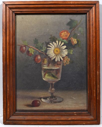 null Cécily H. NOËL (XIX-XXeme)

"Marguerite et raisins dans un verre à pied"

Huile...