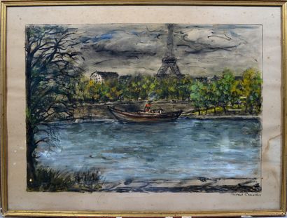null Constant CENSIER (1920-1987)

"Les quais de Seine à Paris" 

Gouache sur papier...