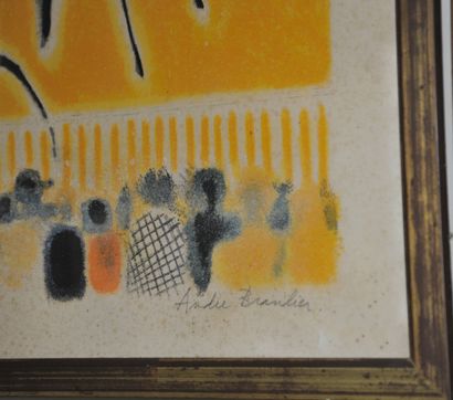 null André BRASILIER (1929) 

"Scène de course de chevaux"

Lithographie en couleur...