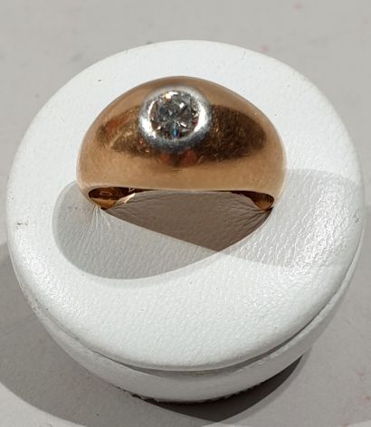 null BAGUE JONC en or rose 18K (750/1000e) sertie d'un diamant de taille brillant...