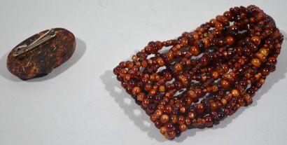 null Amber set including a pearl net bun and an oval brooch.

(Small accident on...