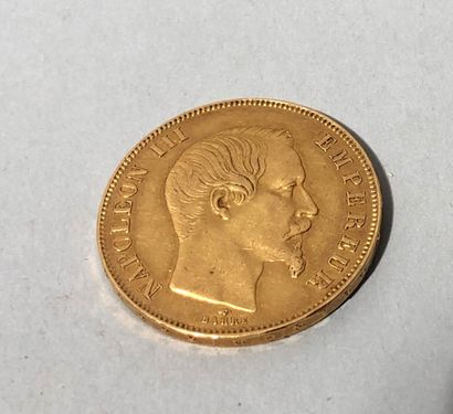 null Pièce de 50 francs en or, Napoléon III tête nue, Empire Français 1858 A.