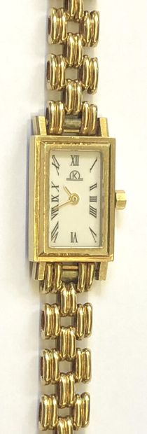 null Lady's wristwatch in 18K yellow gold (750/1000th) with rectangular dial signed...