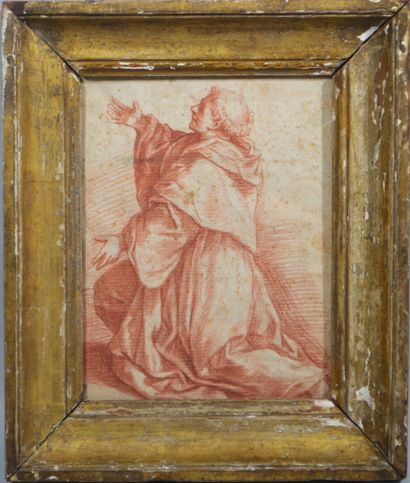 null Ecole italienne du XVIIe siècle 

"Saint personnage en adoration - Moine agenouillé"

Dessin...