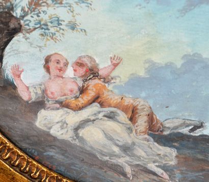 null Suiveur de Jean-Honoré FRAGONARD (XVIIIe siècle)

"Scène galante dans un paysage"

Pastel...
