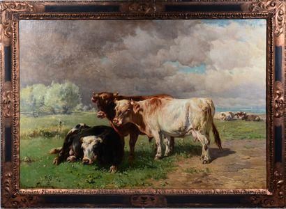 null Paul Henry SCHOUTEN (1860-1922)

"Vaches normandes au bord de la plage avant...