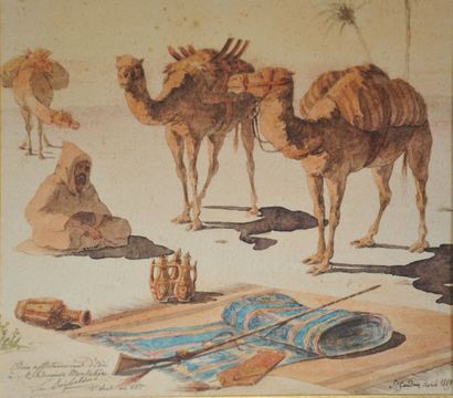 null Ecole française orientaliste de la fin XIXème

« Prière en plein désert »

Aquarelle...