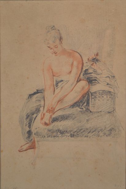 null Dans le goût de Jean-Antoine WATTEAU (1684-1721)

"Etude de femme nue sur un...