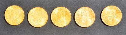  Cinq pièces de 10 Florins en or Wilhelmina 1913 (x3), 1932 et 1925