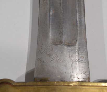 null GLAIVE D'ARTILLERIE modèle 1816, garde en laiton poignée à écailles à 3 rivets...