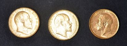 null Trois pièces de Souverain Georges V 1908 (x2), 1916