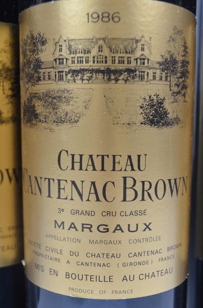 null 9 bouteilles de CHATEAU CANTENAC BROWN Margaux 3e grand cru classé 1986 (étiquettes...