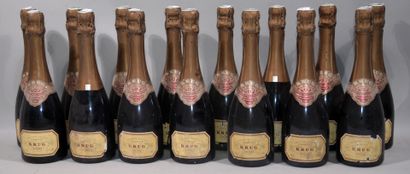 null 15 demi-bouteilles de CHAMPAGNE Krug Brut (étiquettes abimées)