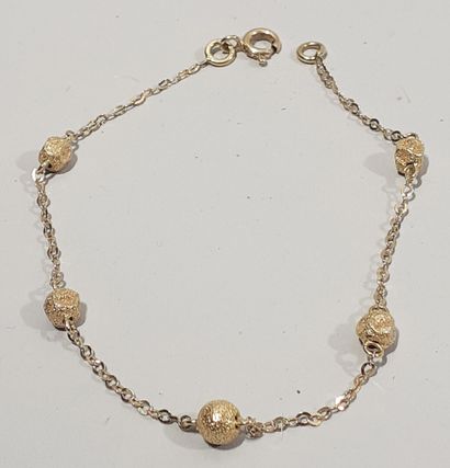 null Bracelet en or jaune 18 K (750/oo) à mailles forçat alternées de boules d'or

Longueur...