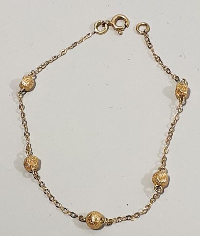 null Bracelet en or jaune 18 K (750/oo) à mailles forçat alternées de boules d'or

Longueur...