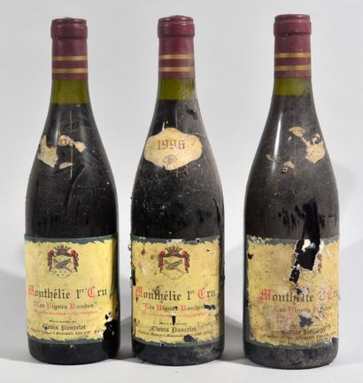 null 3 bouteilles de MONTHELIE PREMIER CRU Les Vignes Rondes Clovis Poncelet propriéaire...
