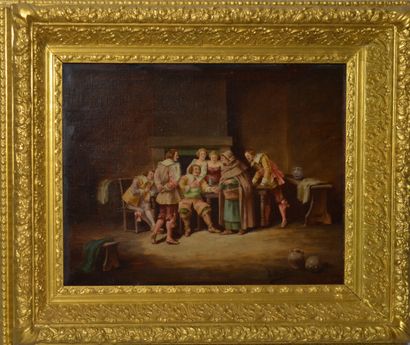 null ECOLE FRANCAISE DU XIXème

"Scène de taverne" 

Huile sur toile signée en bas...