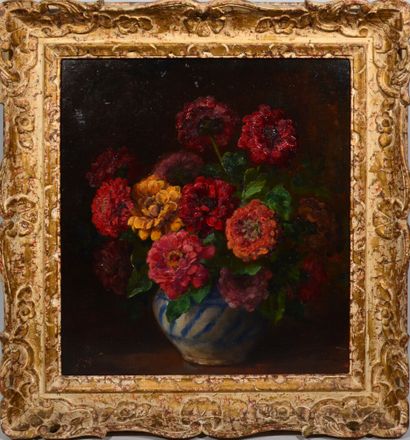 null Yvonne LAUR (1879-1943)

"Bouquet de dahlias"

Huile sur panneau signée en bas...