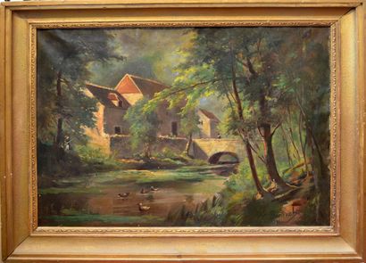 null E. BONRRICH (XIXe)

"Pêcheur au pied du pont"

Huile sur toile signée en bas...