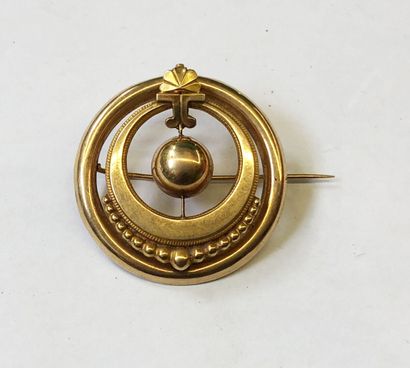 null BROCHE en or rose 18K (750/1000e) à décor circulaire et perlé.

Diam : 3.4 g

Poids...