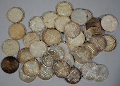 null Réunion de 42 pièces en argent 100 Francs 1982, 1983, 1984, 1985, 1986, 1987,...