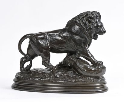 null Antoine-Louis BARYE (1796 - 1875)


"Lion terrassant un sanglier"


Bronze à...