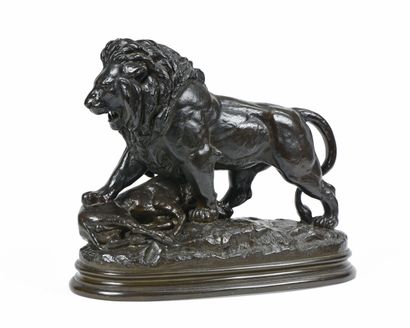 null Antoine-Louis BARYE (1796 - 1875)


"Lion terrassant un sanglier"


Bronze à...