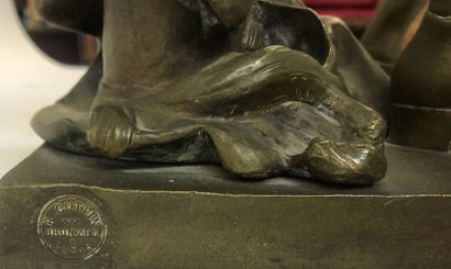 null Adrien GAUDEZ (1845-1902)


"La Leçon d'escrime"


Groupe en bronze à patine...