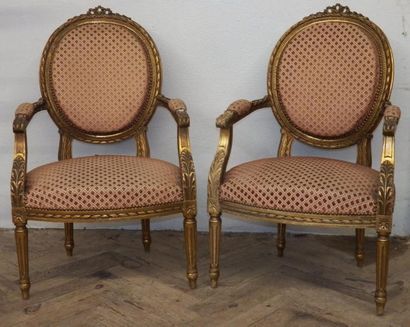 null Paire de fauteuils médaillon Napoléon III – Style Louis XVI