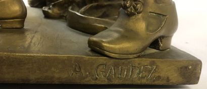 null Adrien GAUDEZ (1845-1902)

"La Leçon d'escrime"

Groupe en bronze à patine doré....