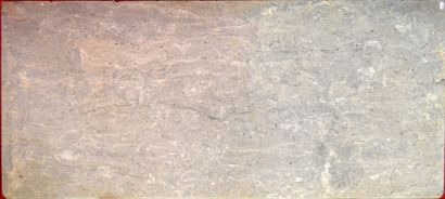 null DESSUS DE MARBRE gris à double tors.

(Restaurations, poreux)

128 x 58 cm