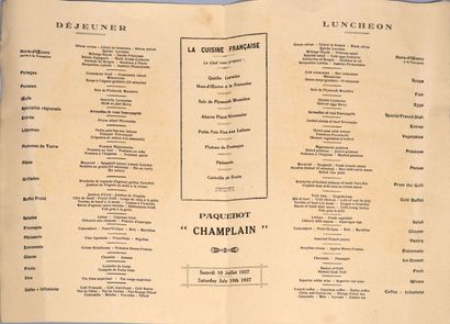 null DÉJEUNER DU 10 JUILLET 1937 du paquebot "Champlain"

MENU à la couverture illustrée...
