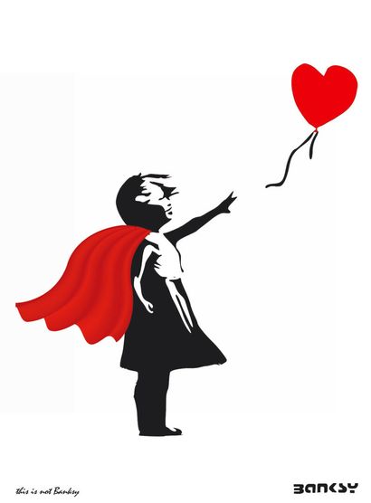 null BANKSY (D'après)

"Girl Cape"

Impression sur papier, signée dans la planche.

28...