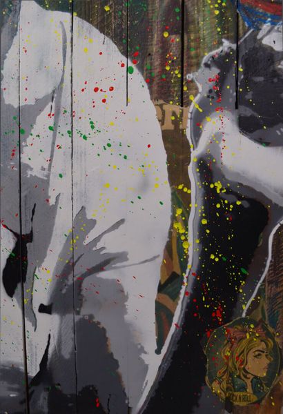  Eric DOISY (né en 1965) 
"Fade" (2021) 
Bombe aérosol au pochoir, acrylique, collage...