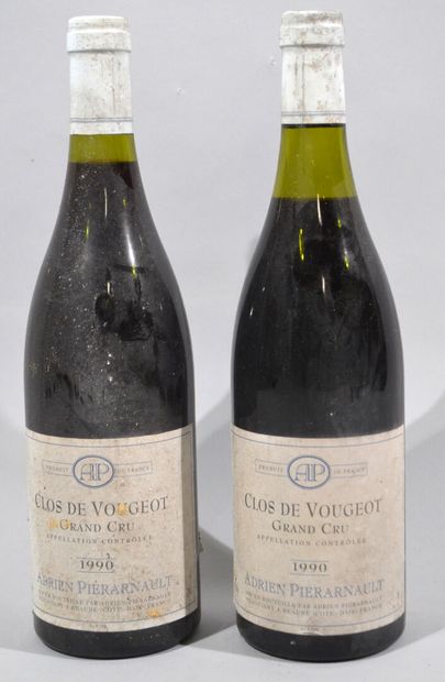 null 2 bouteilles de CLOS DE VOUGEOT 1990 Adrien Pierarnault Grand Cru 

(- 3 cm...