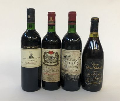 null Suite de 4 Bouteilles 75cl comprenant : 

1 bouteille de CORDIER Bordeaux 1990,...