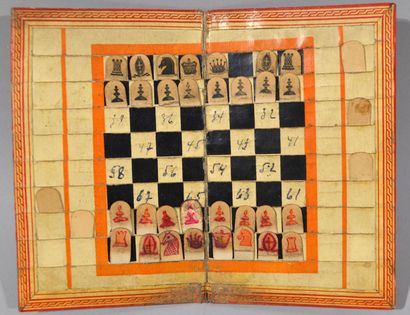 null ECHIQUIER DE POCHE "Delarue & Co combined pocket chess and draught board with...