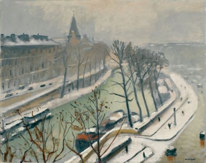 Albert Marquet (1875-1947) Quai des Grands Augustins sous la neige Huile sur toile...