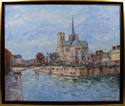 null Guy LEGENDRE (né en 1946) 

"Paris Notre Dame"

Huile sur toile signée en bas...
