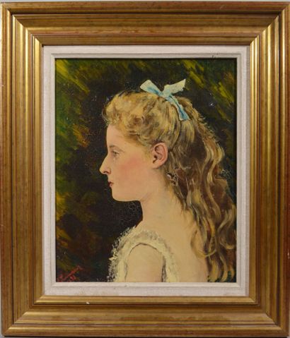 null G. LEVASSEUR (XIXe)

"Portrait de fillette au ruban bleu"

Huile sur toile signée...