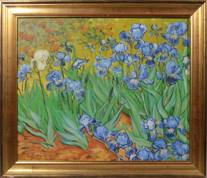 null École CONTEMPORAINE, d'après Vincent VAN GOGH

"Iris"

Huile sur toile signée...