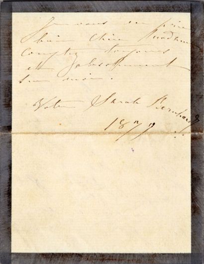 null BERNHARDT (Sarah) - 1844-1923 - Lettre autographe signée adressée à Madame POCHET...