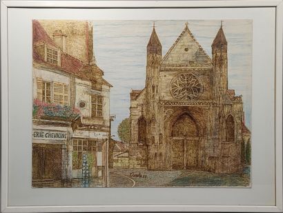 null Carole GRIFFITH (XXe)
"Le parvis de l'église Saint-Antoine de Compiègne"
Crayons...