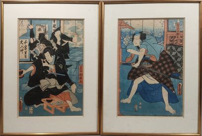 null Utagawa Kunisada I (Toyokuni III) (1786-1864) (d'après)
Paire d'estampes japonaises...