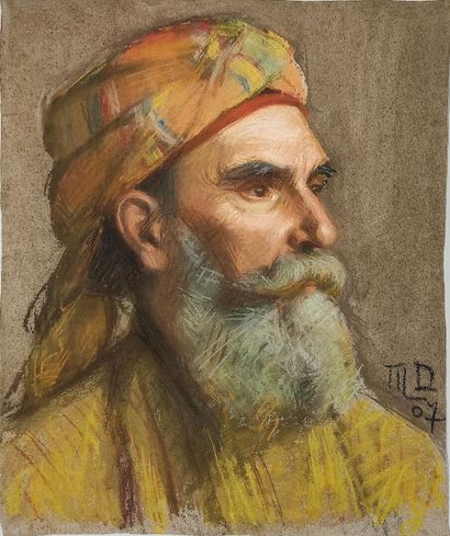 null Marguerite DUBOIS (1883-?)
"Portrait d'un orientaliste
Pastel monogrammé MD...