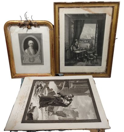 null Lot de trois gravures et lithographies comprenant "Léon XIII" d'après MANIGAUD...