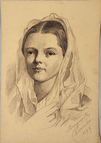 null Marguerite DUBOIS (1883-?) attribué à
Réunion de sept portraits à la pierre...